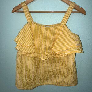 A New Day Yellow Striped Seersucker Tank Top Size XS